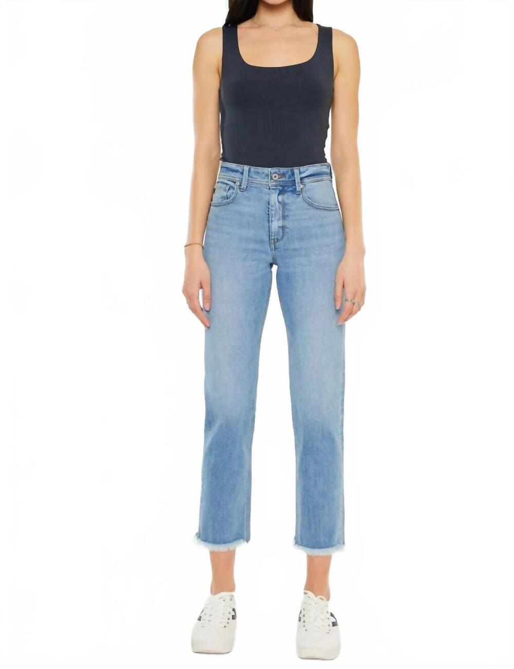 NEW KANCAN nancy high rise slim straight jeans in medium light